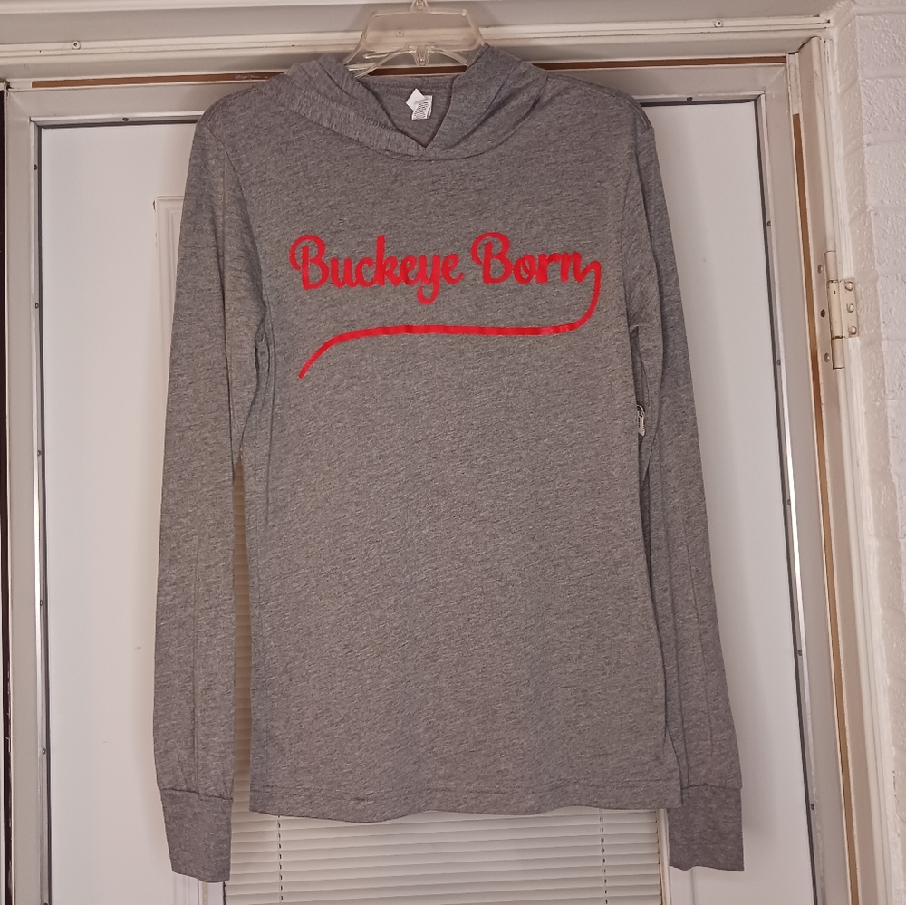 NATIONAL Champ Ohio State Buckeyes Gray/Red Hooded Top Size XS